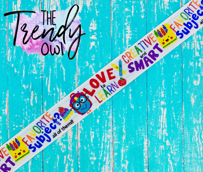 7/8" "Love To Learn" on Lined Paper Heat Transfer - BY THE YARD