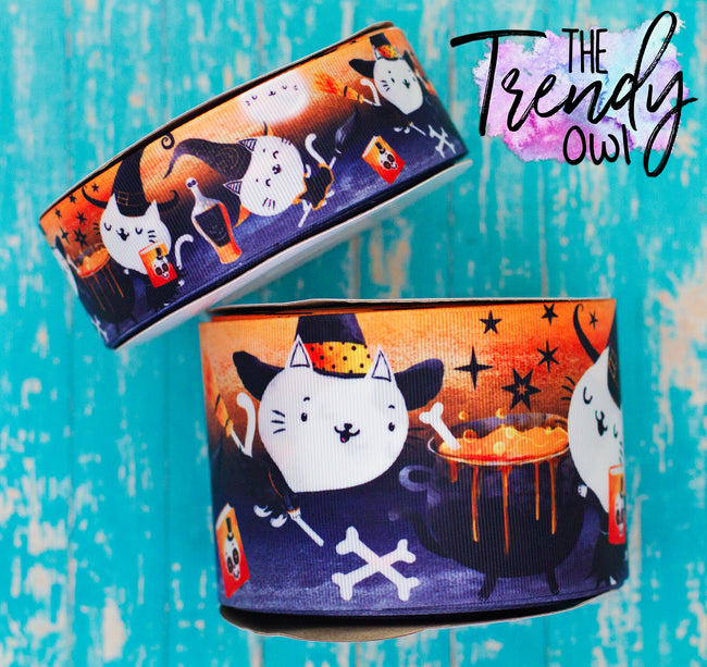 1.5" & 3" Halloween Kitten Witches Heat Transfer - BY THE YARD