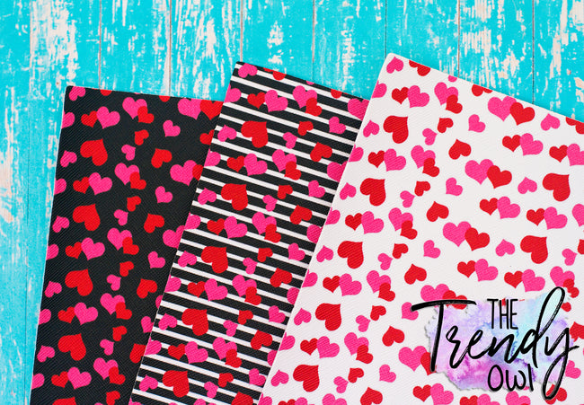 Hearts! - U.S. Designer Faux Leather Printed Fabric Sheets