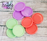 9pc. Set of Plastic Cap Settings - 1" Inner Circle - Mint, Lilac, Coral