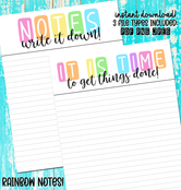 Rainbow Notes - Printable To-Do List Lined Paper - Instant Digital Download - PDF .PNG .JPEG