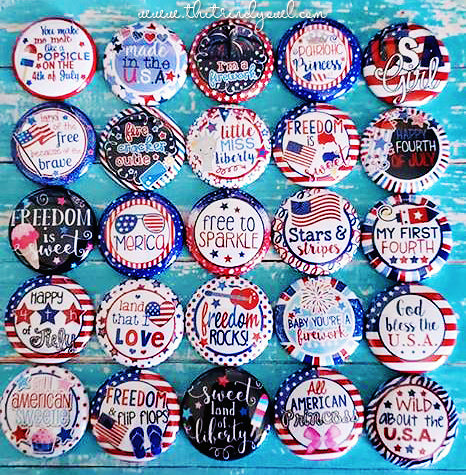 PATRIOTIC / 4TH OF JULY - 25pc. Flat Back Button Grab Bag