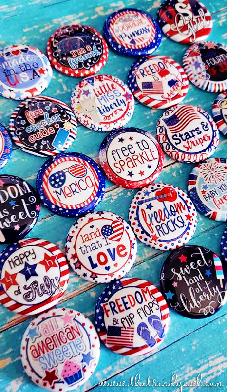 PATRIOTIC / 4TH OF JULY - 25pc. Flat Back Button Grab Bag