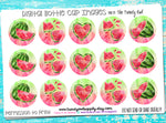 Red Watercolor Watermelons - 1" Bottle Cap Images - INSTANT DOWNLOAD