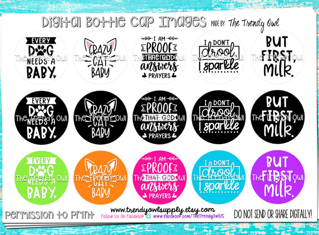 "Baby Quotes pt.2"  - 1" Bottle Cap Images - INSTANT DOWNLOAD