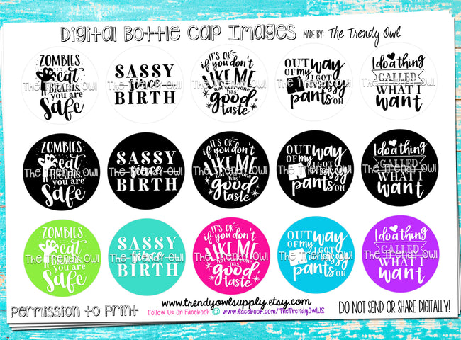 "Sayings/Quotes pt.2"  - 1" Bottle Cap Images - INSTANT DOWNLOAD