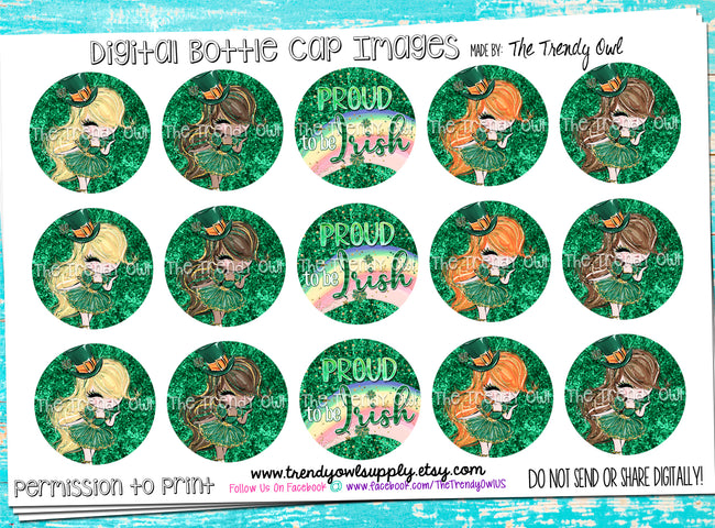 Proud To Be Irish - 1" Bottle Cap Images - INSTANT DOWNLOAD