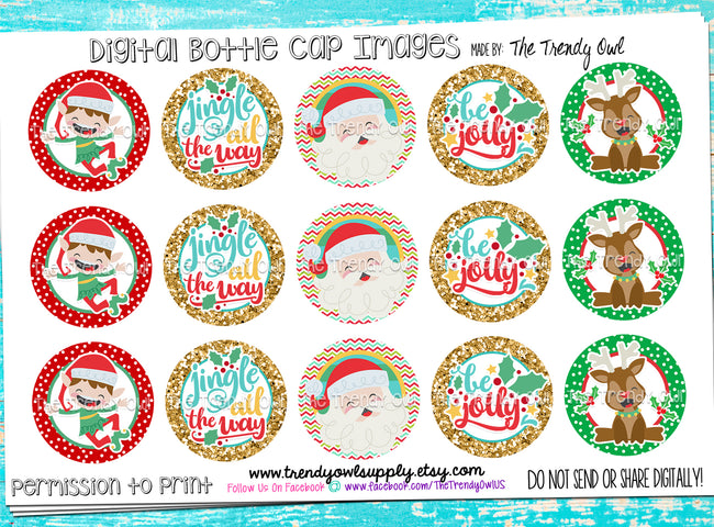 "Be Jolly" Christmas - 1" Bottle Cap Images - INSTANT DOWNLOAD