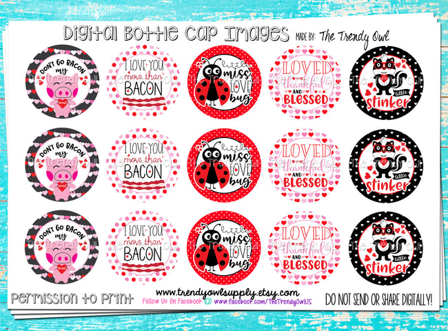 Valentine Quotes! - 1" Bottle Cap Images - INSTANT DOWNLOAD