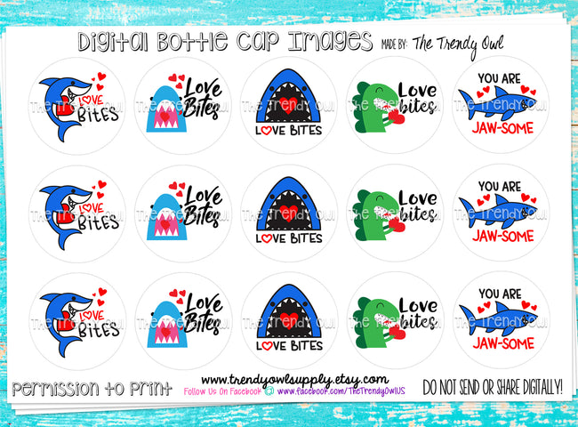 "Love Bites" Valentine Quotes! - 1" Bottle Cap Images - INSTANT DOWNLOAD