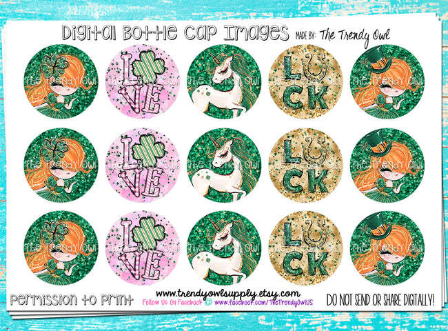 St. Patrick's Day! - 1" Bottle Cap Images - INSTANT DOWNLOAD