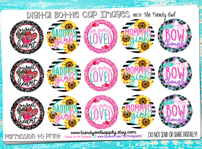 So Very Loved - Girly Sayings - 1" Bottle Cap Images - INSTANT DOWNLOAD