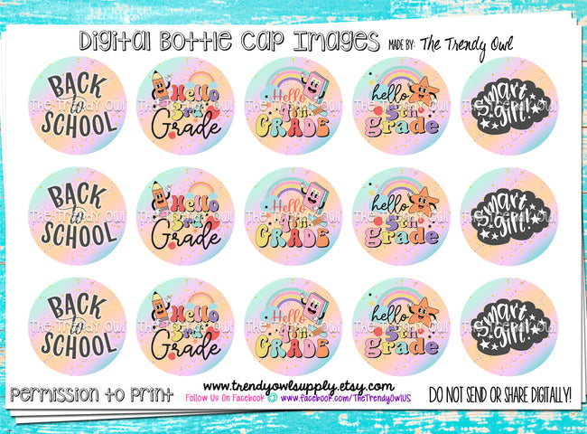 Hello Grade Level Pt. 2 - School Themed - 1" Bottle Cap Images - INSTANT DOWNLOAD