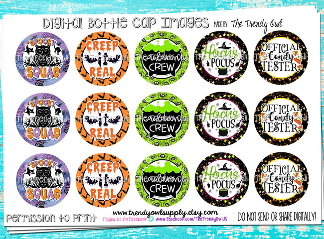 Halloween Quotes - 1" Bottle Cap Images - INSTANT DOWNLOAD