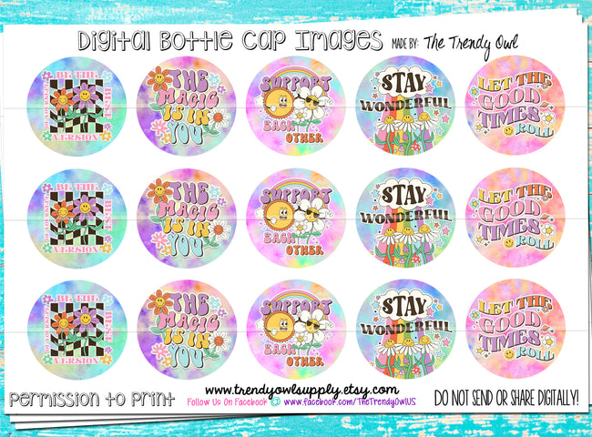 Rainbow Inspirational Sayings - 1" Bottle Cap Images - INSTANT DOWNLOAD