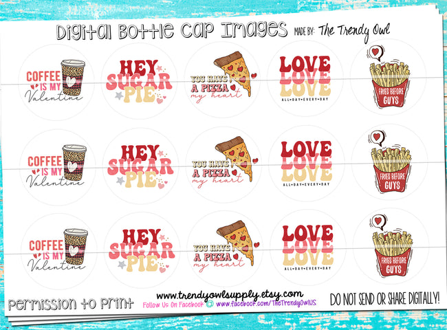 Fries Before Guys - Valentine's Day (vday) Sayings - 1" Bottle Cap Images - INSTANT DOWNLOAD