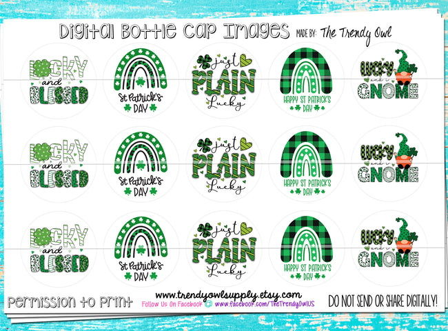 Just Plain Lucky - St. Patrick's Day Sayings - 1" Bottle Cap Images - INSTANT DOWNLOAD