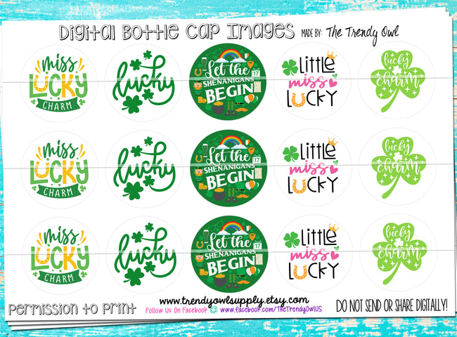 Little Miss Lucky - St. Patrick's Day Sayings - 1" Bottle Cap Images - INSTANT DOWNLOAD