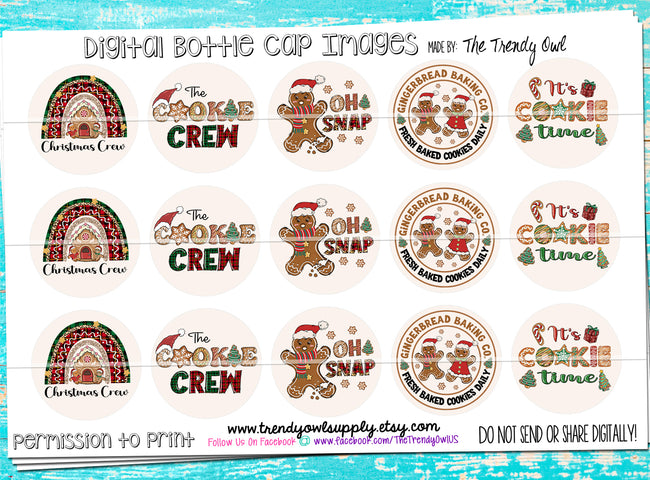 The Cookie Crew - Christmas Sayings - 1" Bottle Cap Images - INSTANT DOWNLOAD