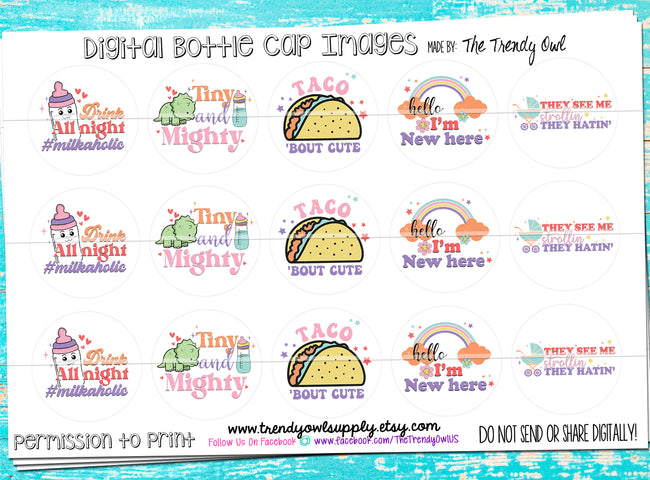 Taco Bout Cute - Food Sayings - 1" Bottle Cap Images - INSTANT DOWNLOAD