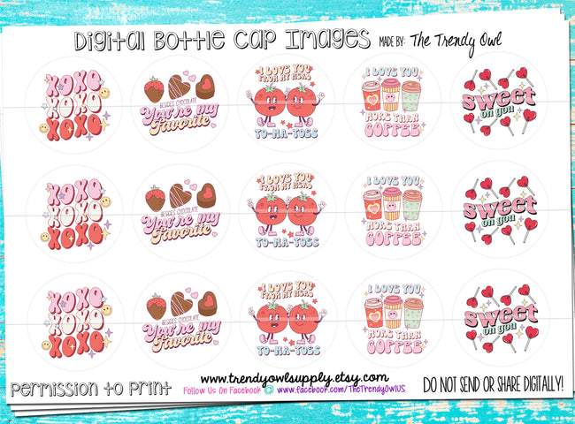 From My Head ToMaToes -Valentine's Day Sayings - 1" Bottle Cap Images - INSTANT DOWNLOAD