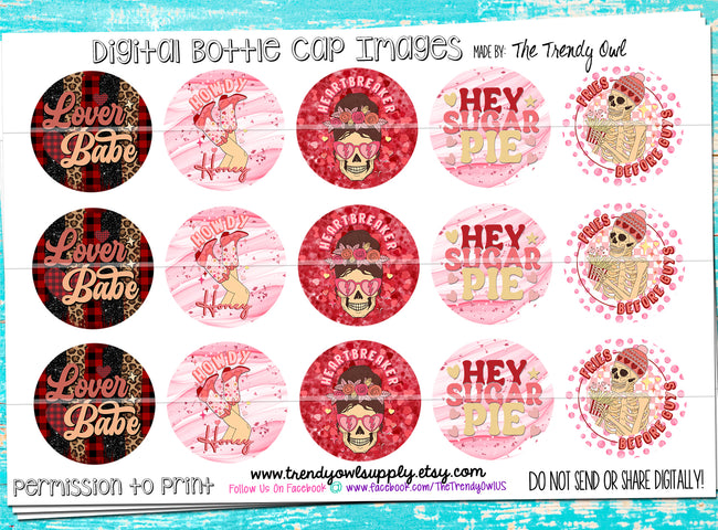 Lover Babe- Valentine's Day Sayings - 1" Bottle Cap Images - INSTANT DOWNLOAD