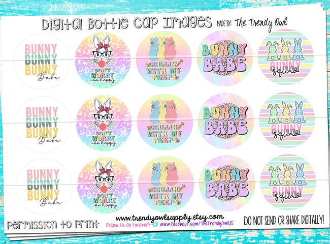 Bunny Babe - Spring + Easter Sayings - 1" Bottle Cap Images - INSTANT DOWNLOAD