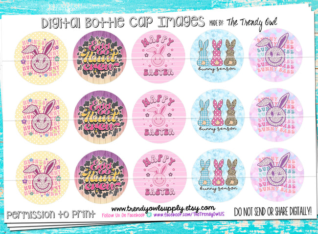 Bunny Season - Spring + Easter Sayings - 1" Bottle Cap Images - INSTANT DOWNLOAD