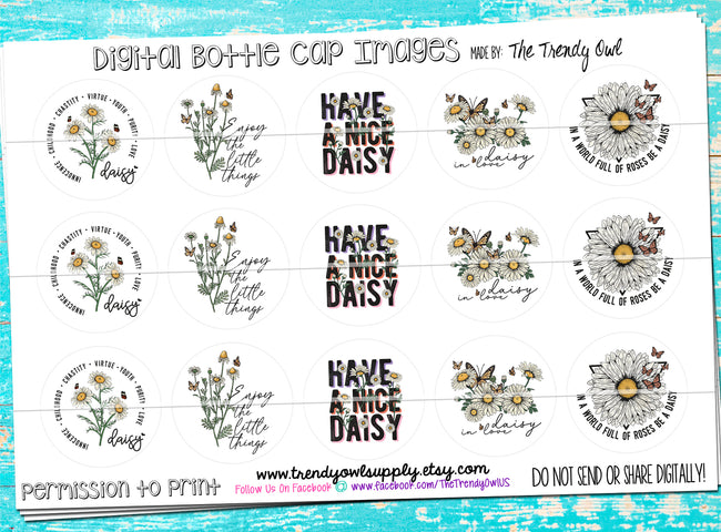 Daisy Quotes - 1" Bottle Cap Images - INSTANT DOWNLOAD