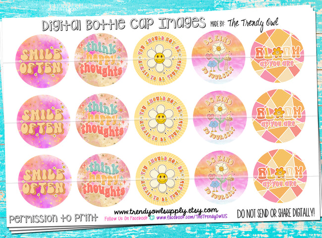 Happy Thoughts Quotes - 1" Bottle Cap Images - INSTANT DOWNLOAD