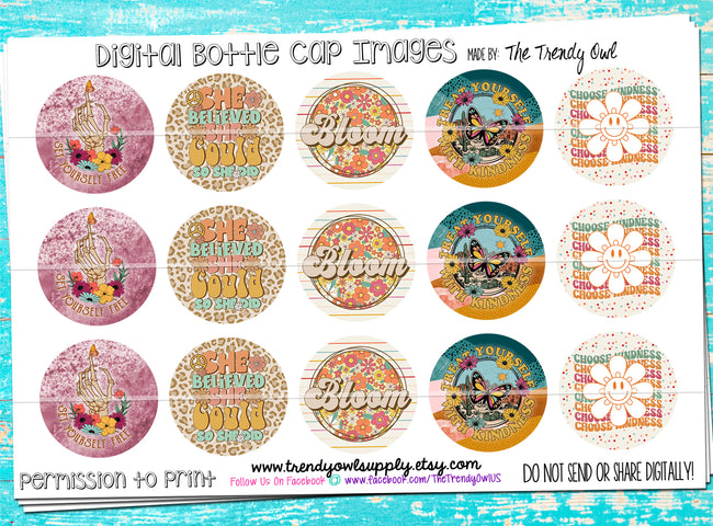 Bloom Kindness Quotes - 1" Bottle Cap Images - INSTANT DOWNLOAD