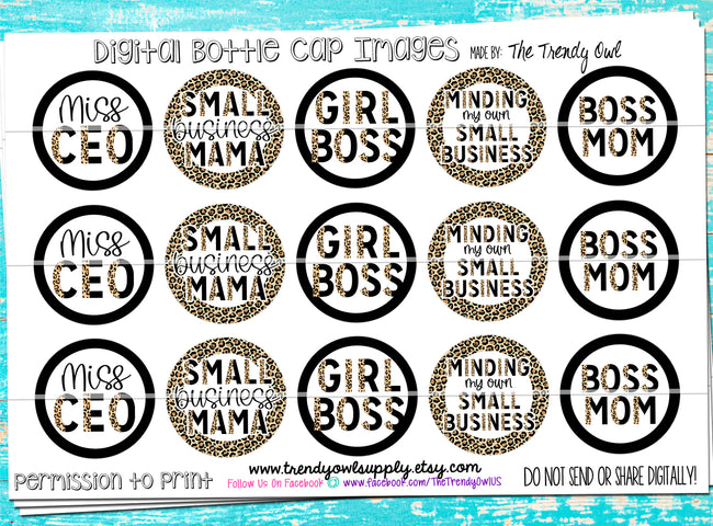 Small Business Mama - 1" Bottle Cap Images - INSTANT DOWNLOAD