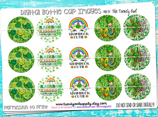 Shamrock Cutie - St Patrick's Day - 1" Bottle Cap Images - INSTANT DOWNLOAD