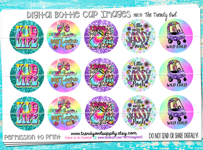 Kid Life Quotes - 1" Bottle Cap Images - INSTANT DOWNLOAD