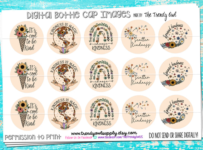 Kindness Quotes - 1" Bottle Cap Images - INSTANT DOWNLOAD