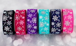 3/8" & 7/8" Whimsy Snowflakes w/ Glitter and Silver Laser Foil - 5yd Roll