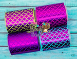 3/8", 7/8", 1.5" & 3" - Purple Laser Foil Mermaid Scales - 5yd Roll