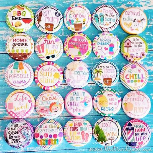 SUMMER / VACATION - 25pc. Flat Back Button Grab Bag