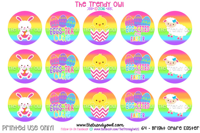 Bright Rainbow Ombre - Easter - 1" Bottle Cap Images - INSTANT DOWNLOAD