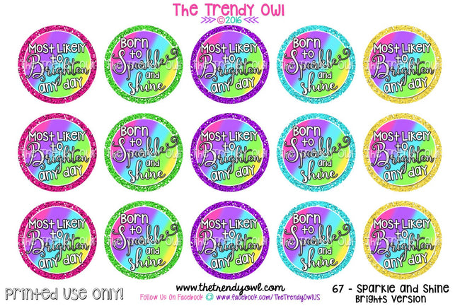 Sparkle and Shine - Bright Rainbow - 1" BOTTLE CAP IMAGES - INSTANT DOWNLOAD