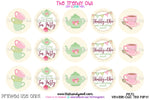 Vintage Chic Tea Party Digital Bottle Cap Images - 1" BOTTLE CAP IMAGES - INSTANT DOWNLOAD