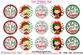 Holly Jolly  Christmas (Glittered) - 1" BOTTLE CAP IMAGES - INSTANT DOWNLOAD