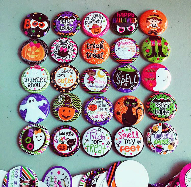 HALLOWEEN - 25pc. Flat Back Button Grab Bag