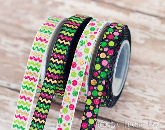 3/8" Lucky Chevron and Lucky Dots - 5yd Roll