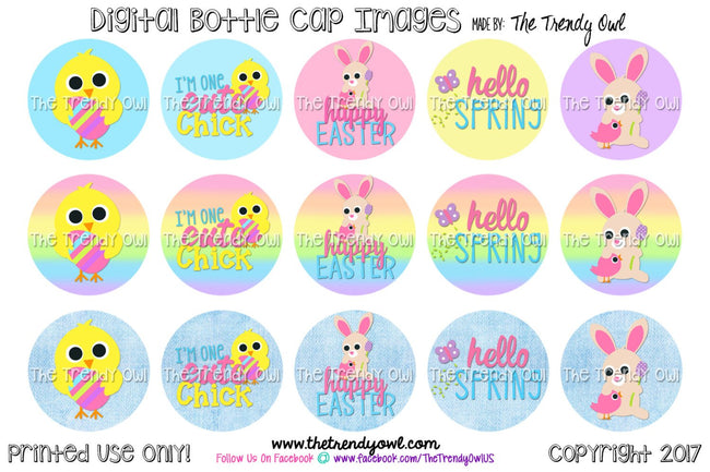 Hello Spring! I'm One Cute Chick - Easter Inspired- 1" BOTTLE CAP IMAGES - INSTANT DOWNLOAD