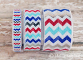 3/8", 7/8" & 1.5" Patriotic Chevron! Red/Silver/Blue - 4th of July - 5yd Roll