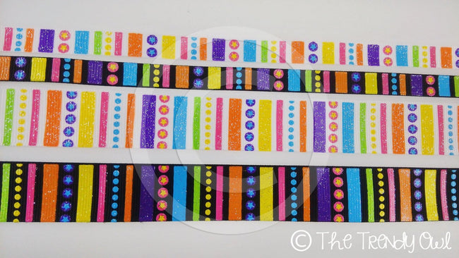 3/8" & 7/8" Polka Dots, Stars, Silly Stripes - Circus Inspired - 5yd Roll