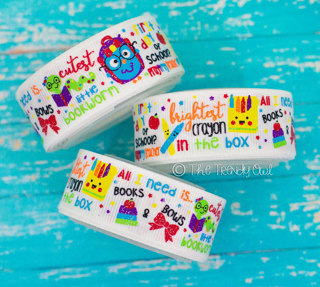 7/8" "Pray For My Teacher" & 3/8", 7/8", 1.5" Rulers - Back To School Inspired - 5yd Roll