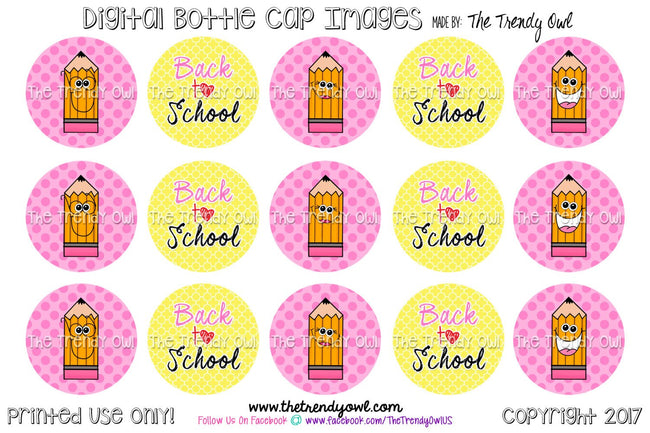 Cute Pencils - Back To School Themed - 1" Bottle Cap Images - INSTANT DOWNLOAD