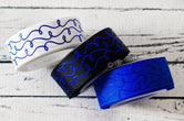 7/8" Blue Foil Doodle Swirls - 5yd Roll